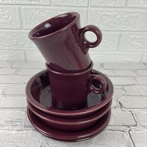 6 Bundle Lot Fiesta Cinnabar Maroon Dinnerware Set Cereal Bowls Plates Mugs